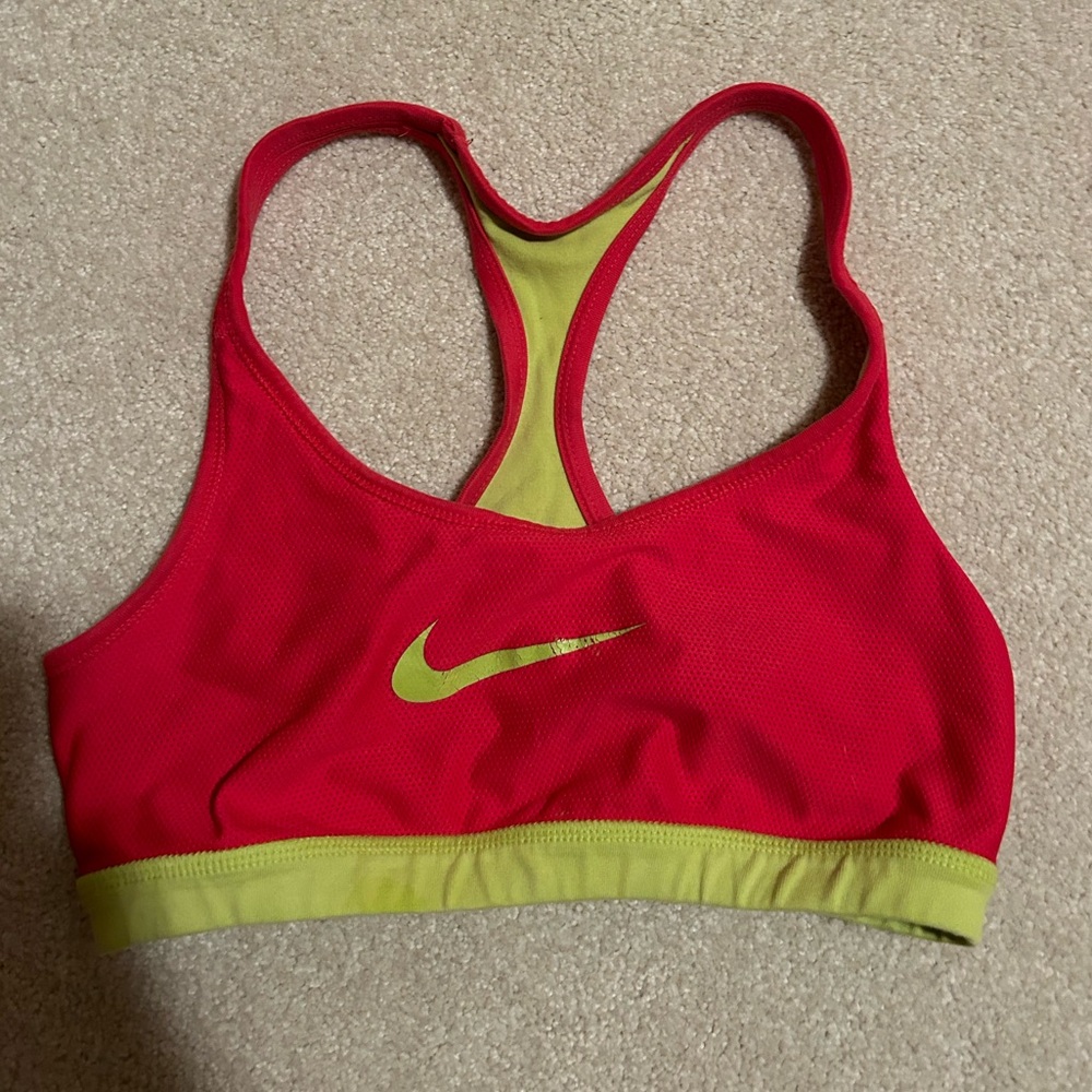 Nike Women's Red and Green sports bra